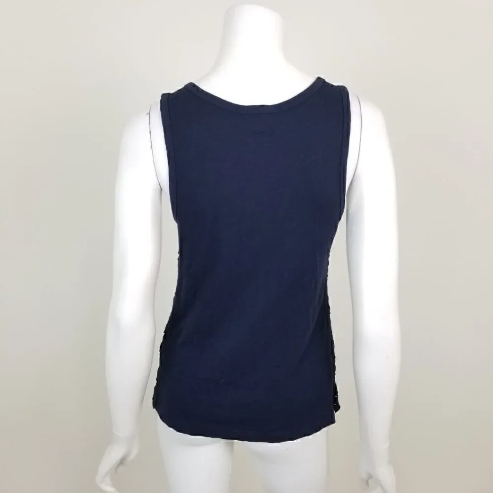 J. Crew Womens Size Small Navy Blue Tiered Dot Racerback Tank Top